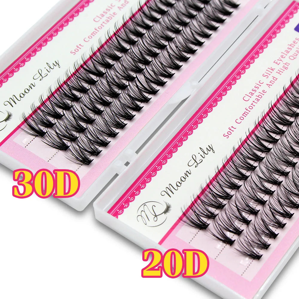New Arrival Moonlily 60pcs Silk Makeup Individual Mink EyeLashes 3D Volume Grafting False Black Extensions Cluster Lash Bundle