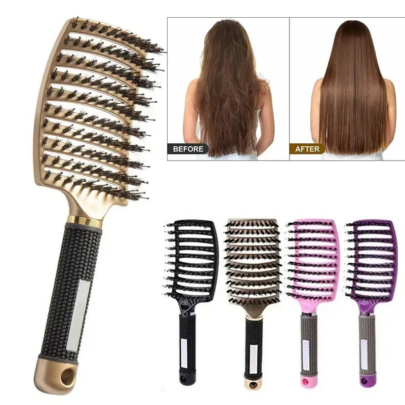 Hair Brush Scalp Massage Comb Hairbrush Boar Bristle Nylon Women Wet Curly Detangle Hair Brush Salon Hairdressing Styling Tool dylinoshop