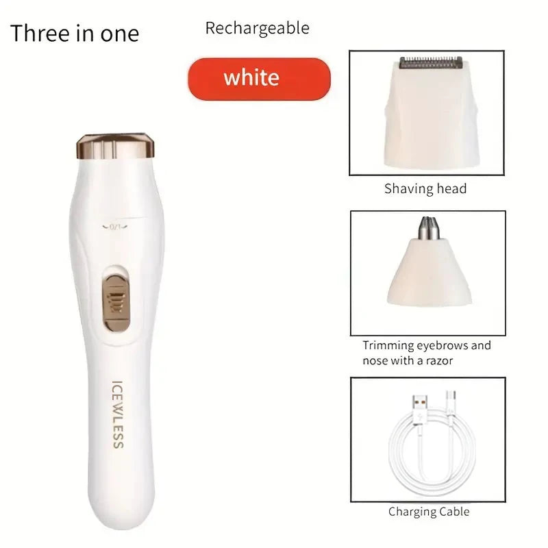 Women's 3-in-1 USB Rechargeable Trimmer – Underarm, Eyebrow & Nose Hair