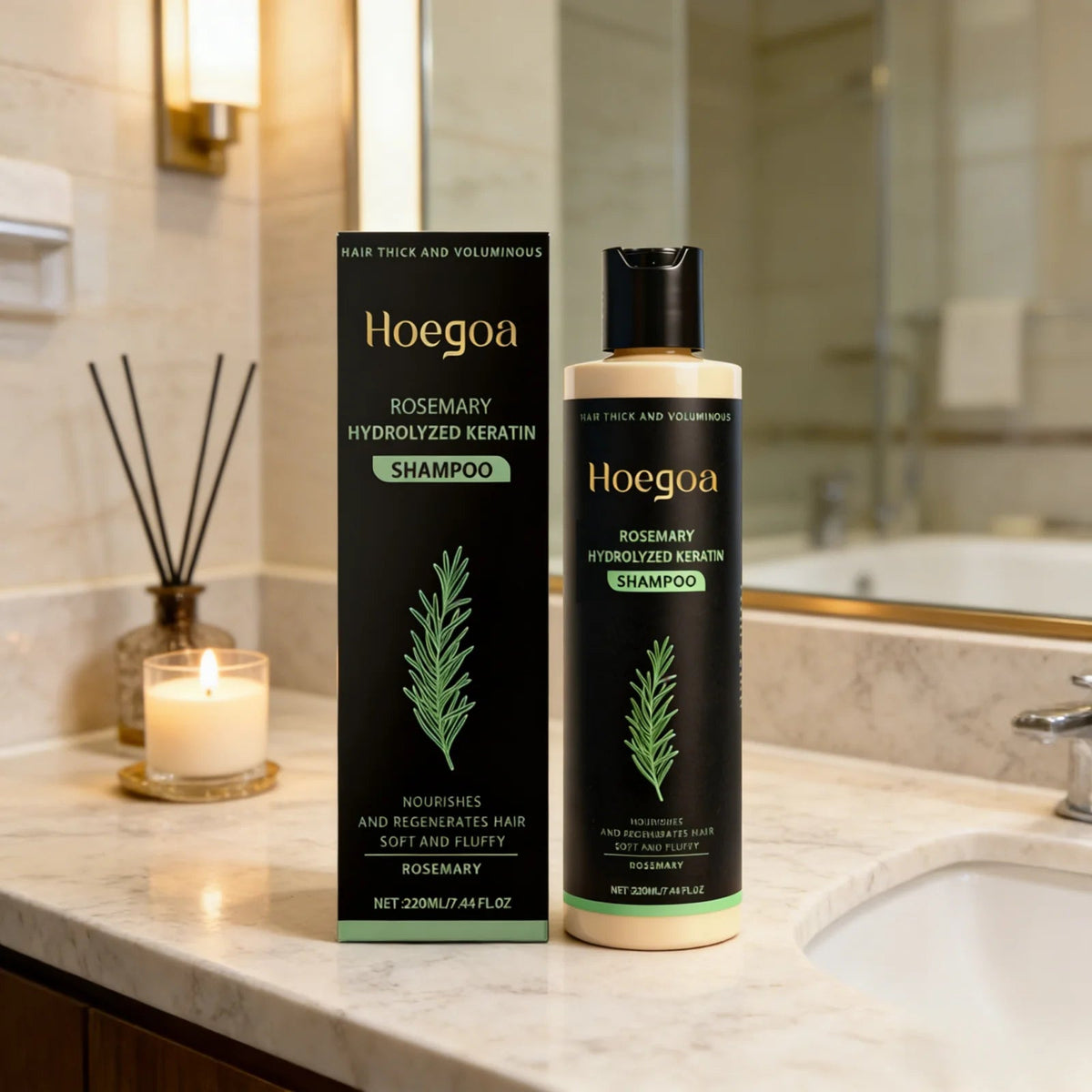 Hoegoa Rosemary Hydrolyzed Keratin Shampoo Strengthening Hair Cleaning Lightweight Hair Loss Treatment Hair Regrowth Shampoo dylinoshop