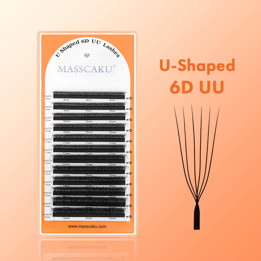 MASSCAKU U-Shape Volume Lashes – Silk-Soft Synthetic, 8-15mm Mix dylinoshop