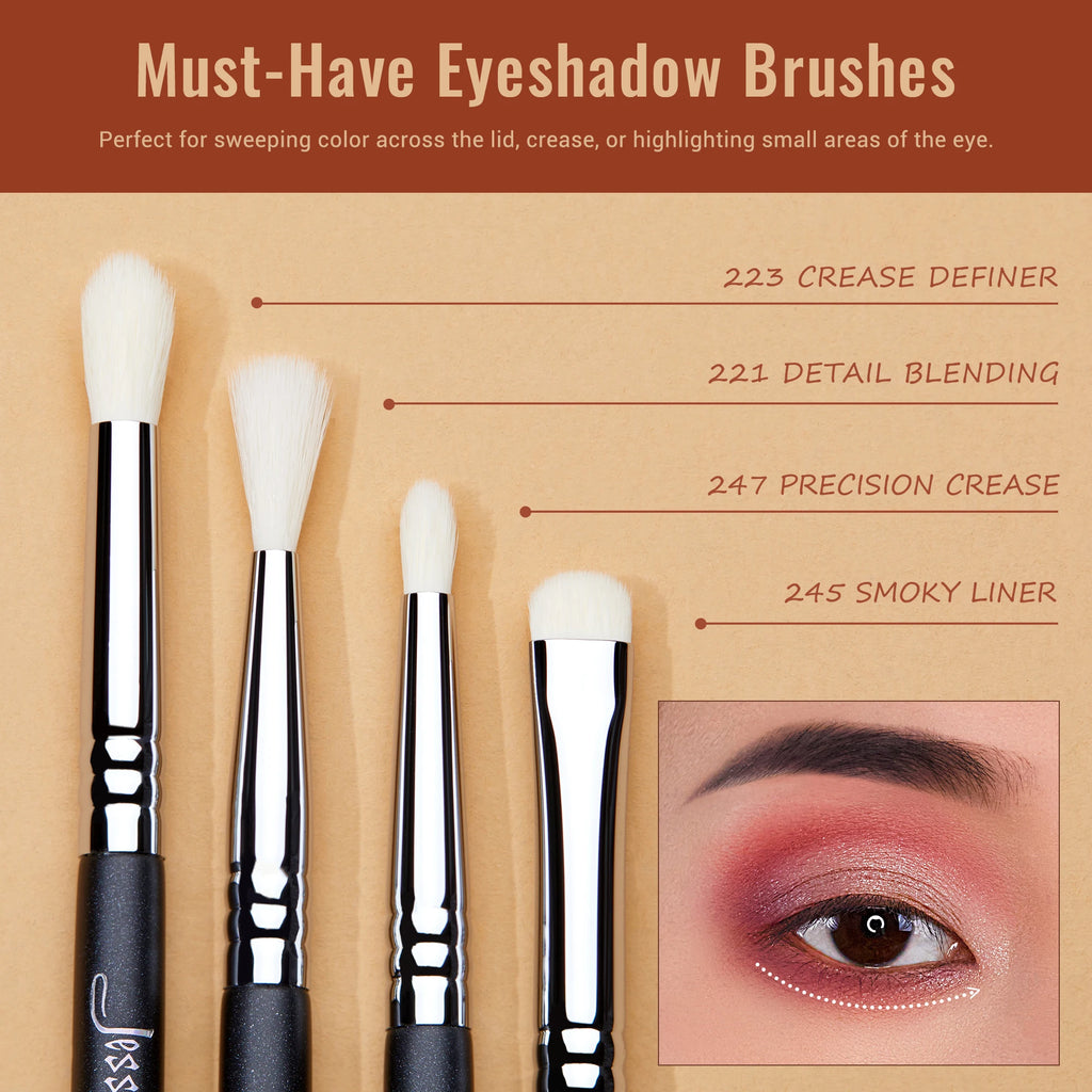 Jessup Eyes Brushes Set, Eyeshadow Makeup Brush, Premium Synthetic Blending Shader Crease T340