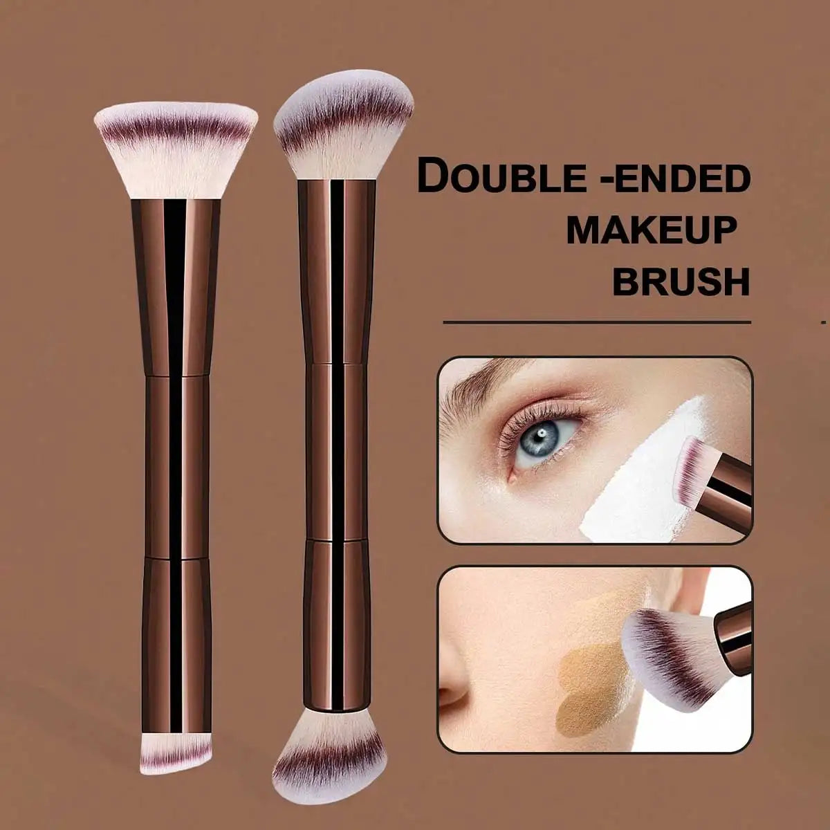 2pcs Professional Dual-Head Makeup Brushes, Powder Brush, Blush Brush, Cosmetic Tools, Soft Fibers, Easy To Carry, Travel Brush,