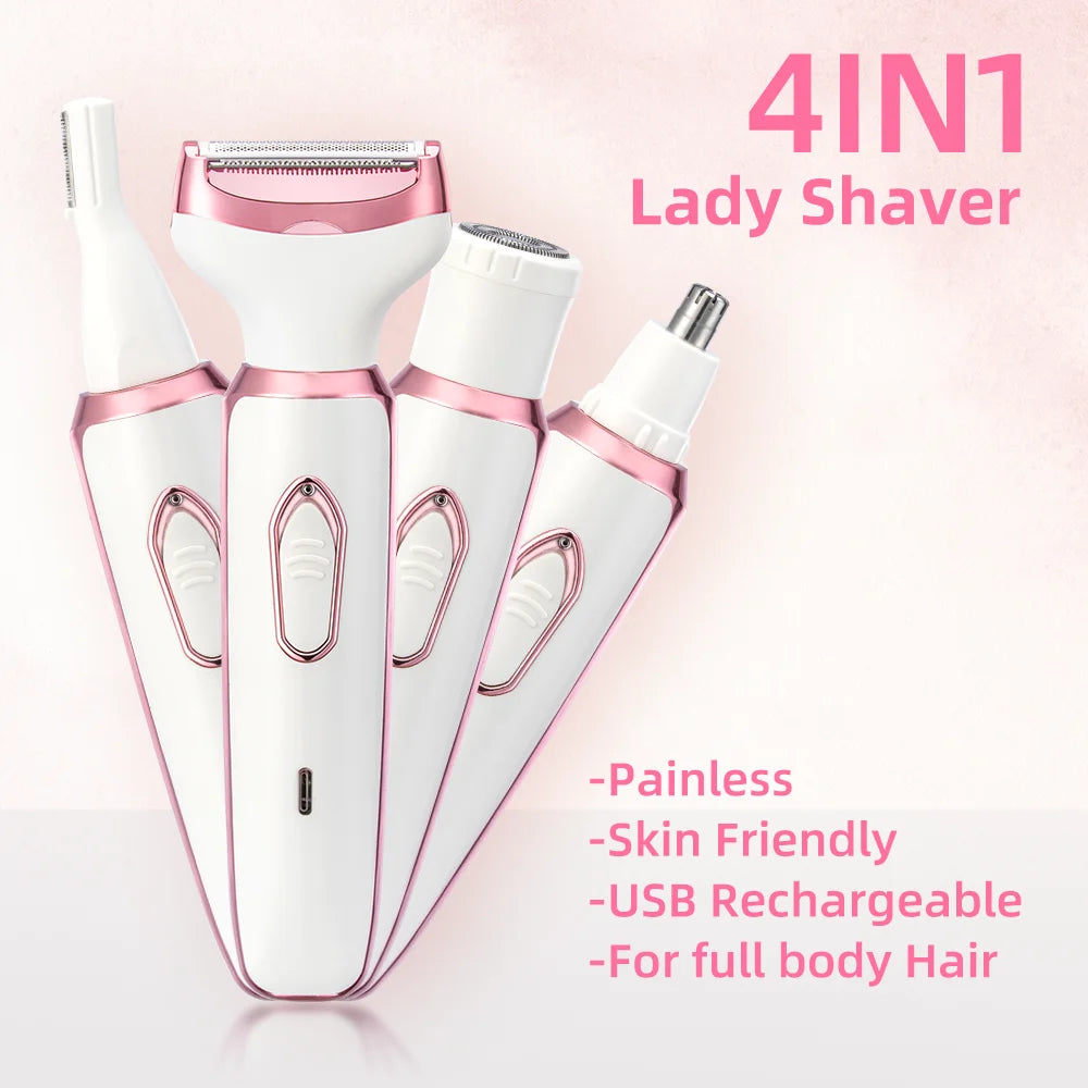4-in-1 Electric Lady Shaver – Cordless Body Hair Trimmer & Epilator for Women