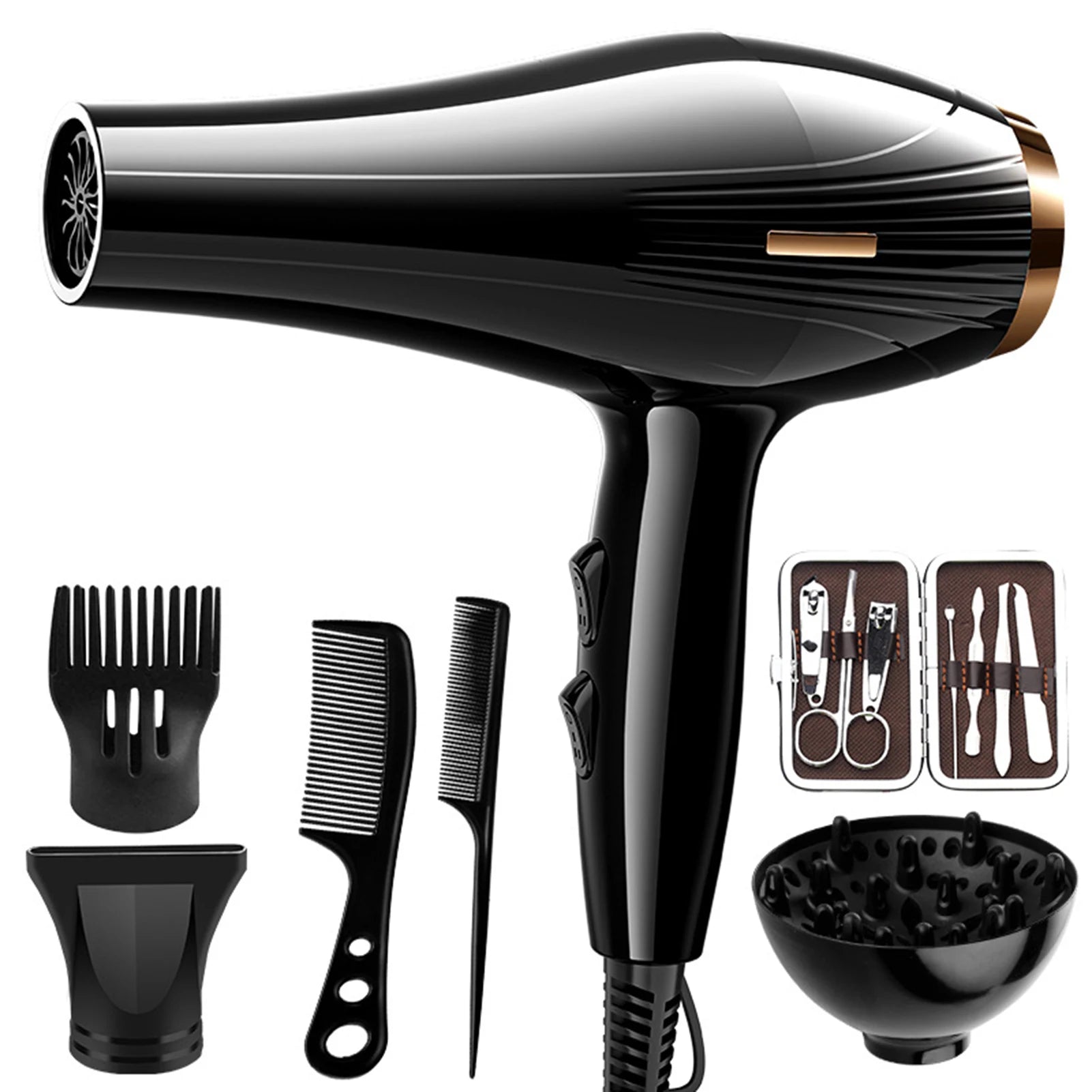 Hot & Cold Hair Dryer with Styling Attachment Set (6 or 7 Pieces)