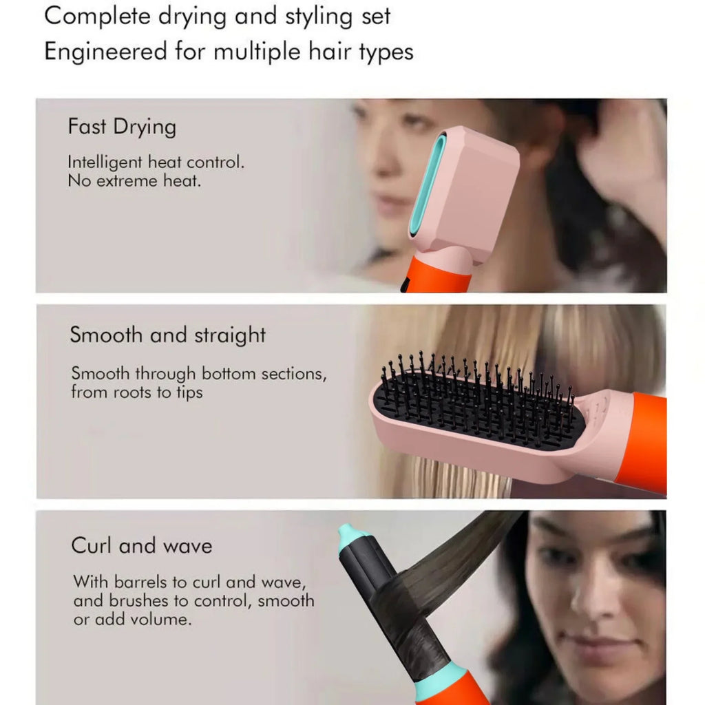6-in-1 Multifunctional Hot Air Styling Brush with Curling Barrel
