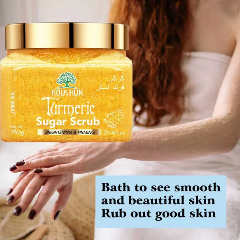 ROUSHUN Turmeric Sugar Scrub Large Capacity Family Pack Body Scrub Gentle Deep Cleansing Skin 750g