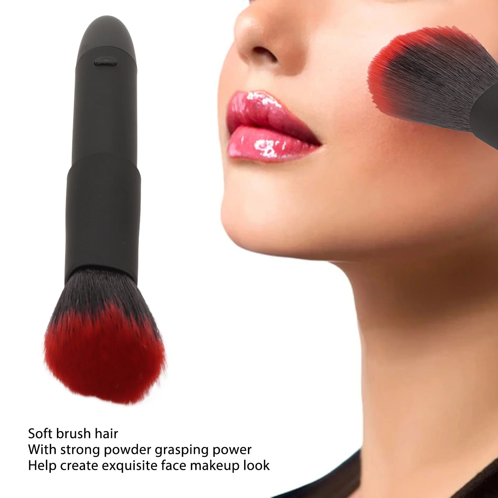 Portable Electric Makeup Brush 10 Gears Rechargeable Adjustable Multifunctional Waterproof Blush Brush for Contouring Highlight