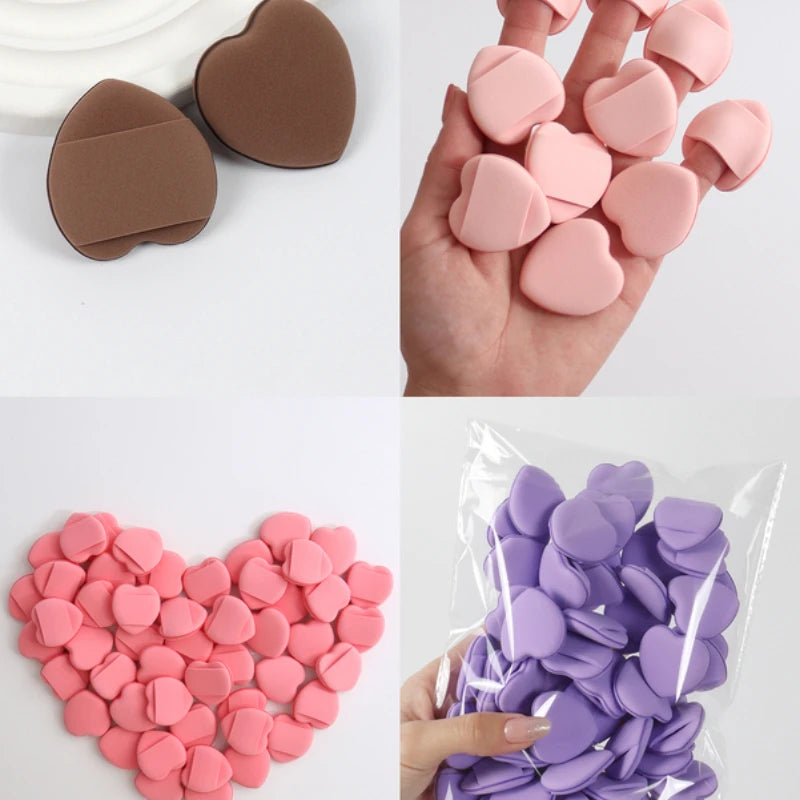 50 Mini Finger Cushion Puffs – Latex-Free Mixed Sponge & Air Cushion Powder Puff for Liquid Foundation Makeup