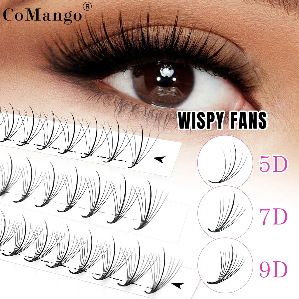 CoMango 5D 7D 9D Premade Fan Eyelashes Extension 120 Fan Pointy Base Promade Hybrid Lash Wispy Eyelashes Makeup Tool