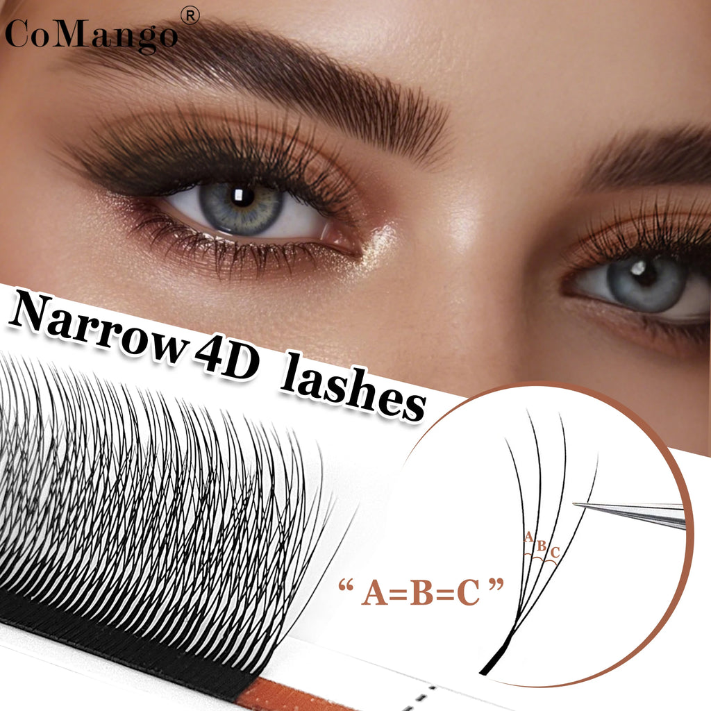 CoMango W Shape Eyelash Extensions Narrow 3D W Spark Clover Lashes Premade Volume Fan Faux Mink Eyelashes Makeup