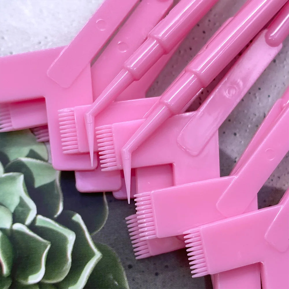 20Pcs Makeup Eyelash Brushes Reusable Plastic Clean Comb Y Shape Eyelash Lifting Curler Eye Lash Extension Perm Eyelash Tools