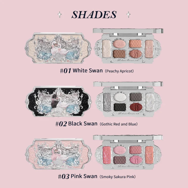 Flower Knows Swan Ballet Series Six-Color Makeup Palette Delicate Matte Glow Shimmer