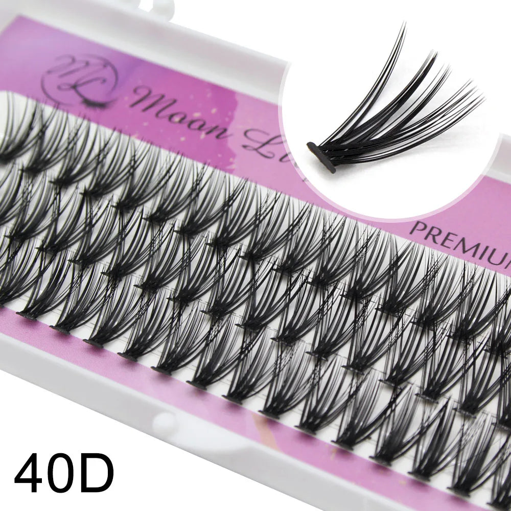 Moonlily High Quality 20D 30D Artificial Mink Eyelashes Grafted Professional Makeup Single Cluster Lashes Natural Soft Bundles