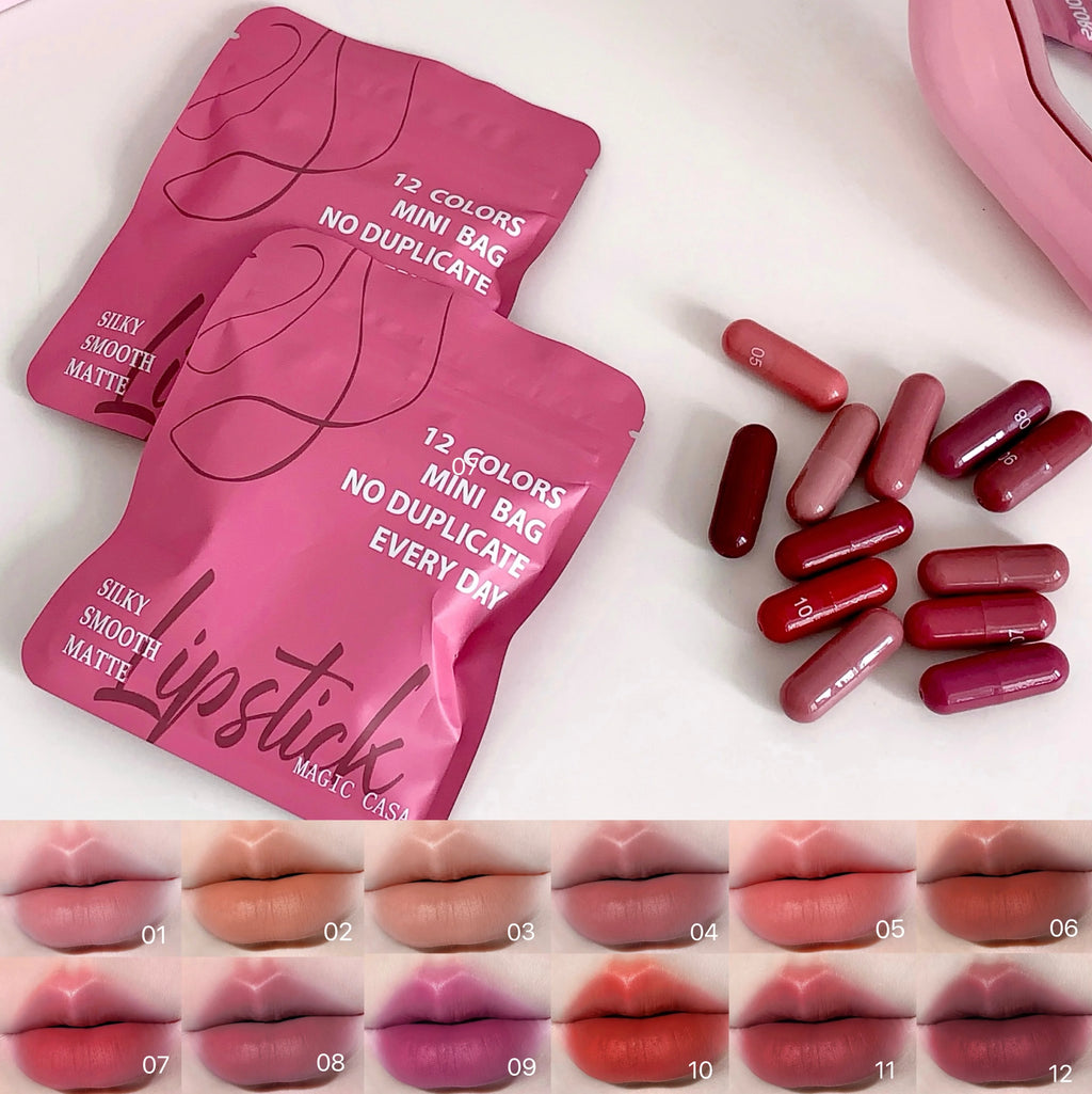 Magic Casa 12 Color Matte Lip Balm Set, Long-Lasting & Non-Fading, Perfect Gift for Women, Ideal for Makeup Festival