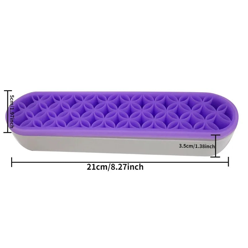1Pc Makeup Brush Holder Nail Pen Display Stand Silicone Organizer Drying Rack Storage Case