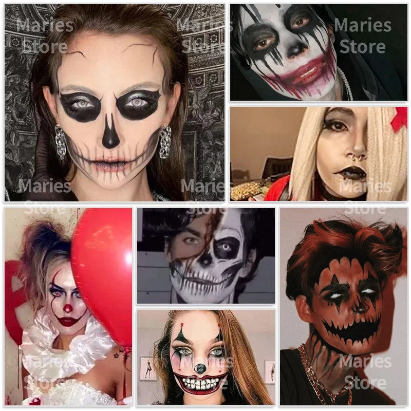 30g White Black Red Paint Water Based Makeup,Single Color for Adults for Skull,Witch,Goth,Cosplay,Halloween,Christmas,Party