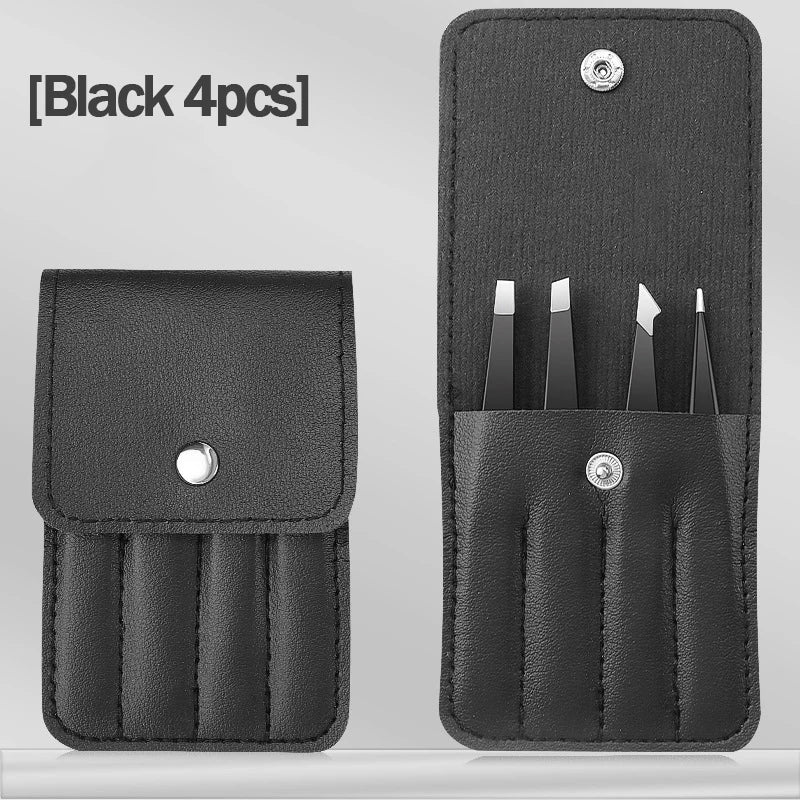 4-Piece Stainless Steel Eyebrow & Lash Tweezer Set dylinoshop