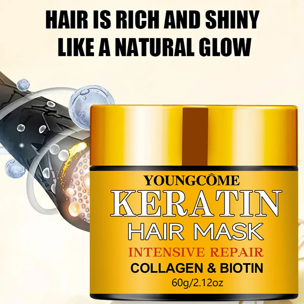 Biotin Collagen Keratin Hair Mask for Dry Damaged Hair, Deep Repair Conditioning Treatment with Nourishing Essential Oils dylinoshop