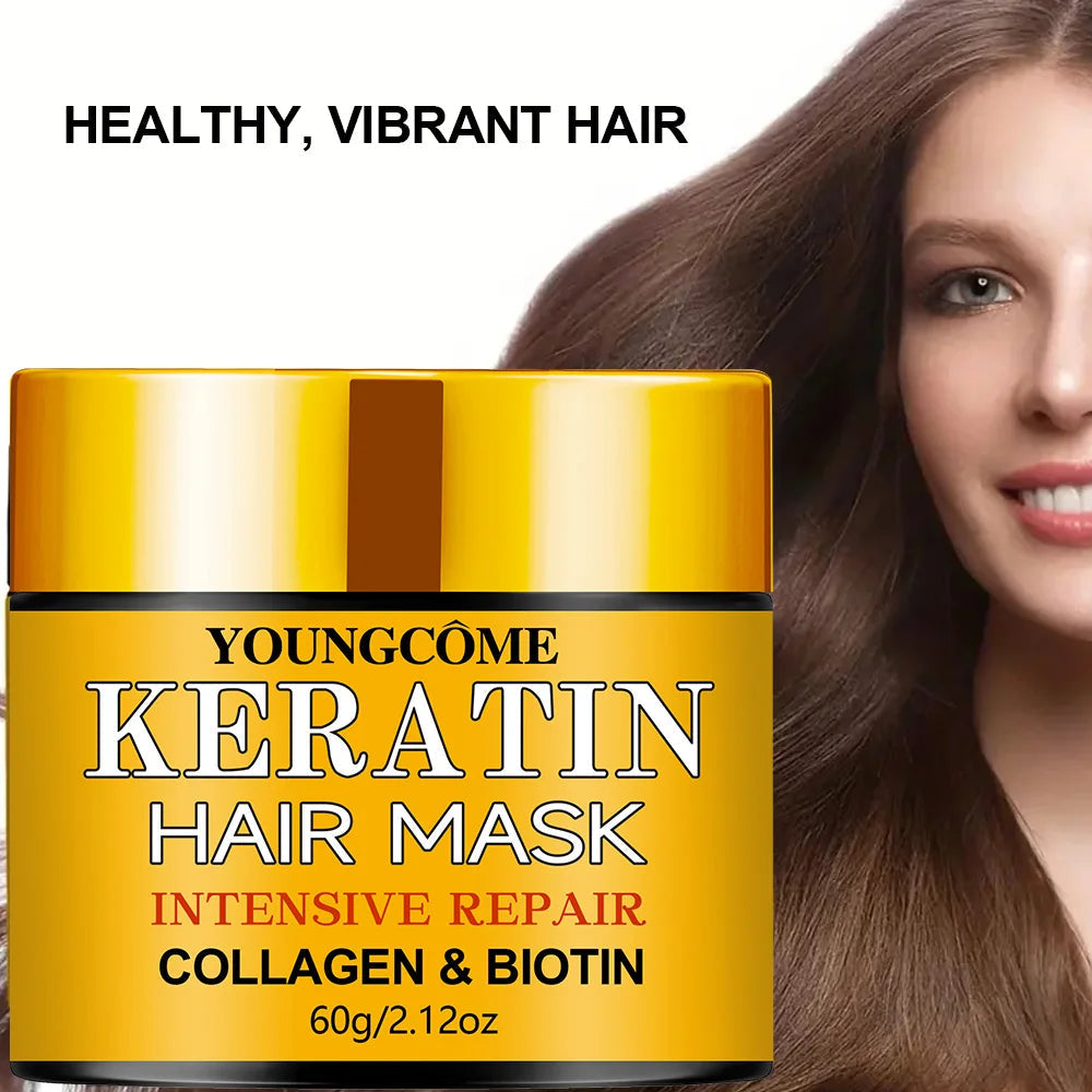 Biotin Collagen Keratin Hair Mask for Dry Damaged Hair, Deep Repair Conditioning Treatment with Nourishing Essential Oils dylinoshop