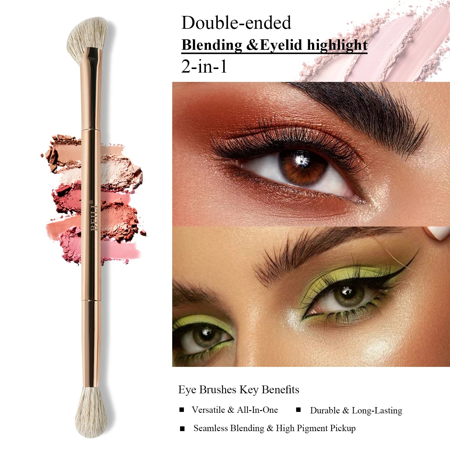 Makeup Brush Set Double-Sided Makeup Brushes for Foundation Contour Blush Blending Eyebrow and Eye Shadow Fiber Bright Cyan