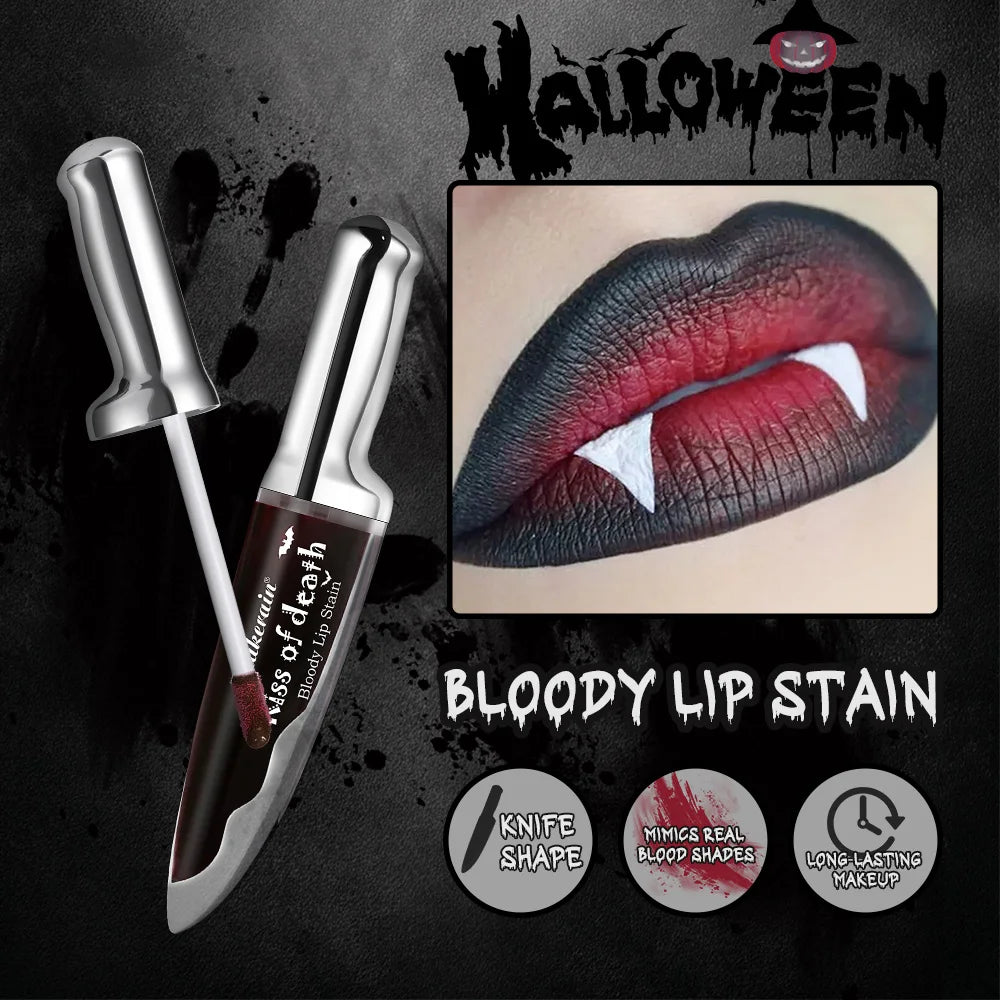 Lip Stain Kiss of Death Bloody Gothic Matte Long Lasting Waterproof Non Stick Color Darkens Over Time Vampire Makeup