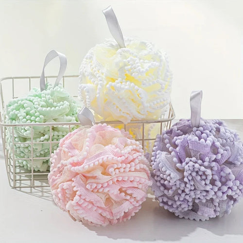 4-Pack Bath Pouf Sponges - Exfoliating Bath Flower, Assorted Colors dylinoshop