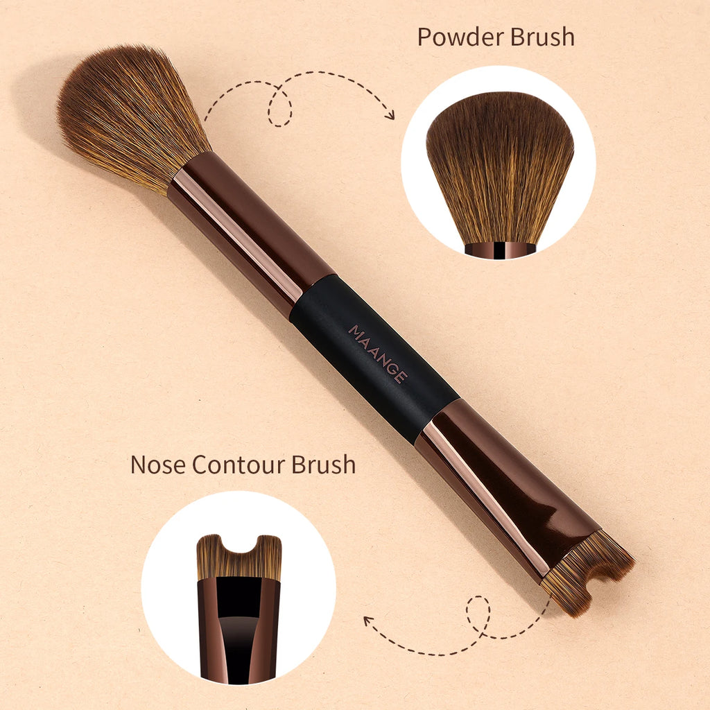 MAANGE Double Head Foundation Nose Contour U-Shaped Makeup Brush Easy Modification of Nasal Shadow Flawless Facial Makeup Brush