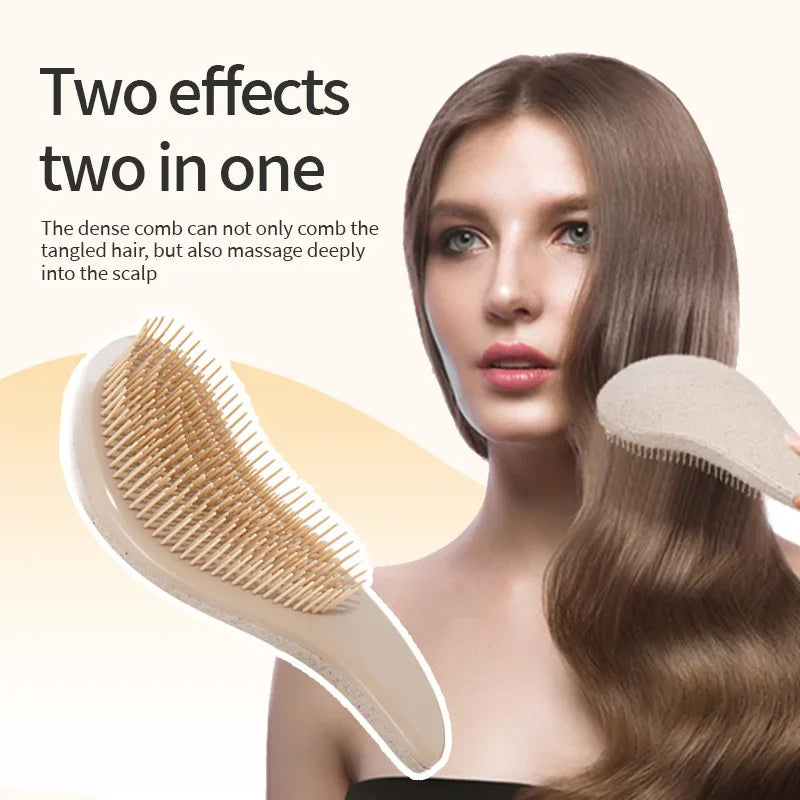 1pcs Magic Detangling Hairbrush Soft Wheat Straw Scalp Massage Comb Anti-static Gentle Grooming Brush Salon Hair Styling Brush dylinoshop