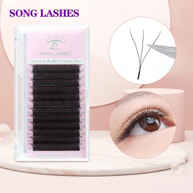 Secret Lashes 3D W-Shape Premade Volume Fan Eyelash Extensions, 12 Rows dylinoshop