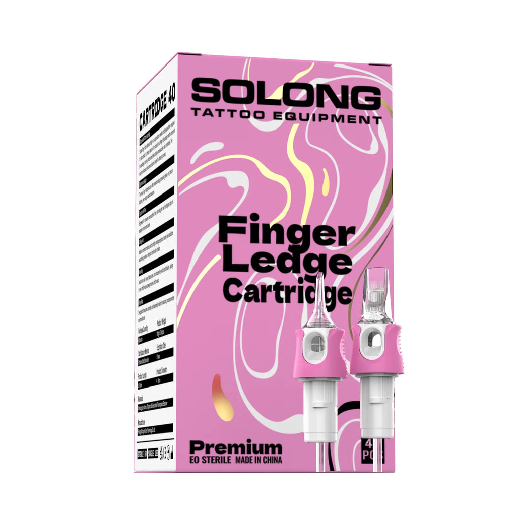 Solong Tattoo 40PCS Disposable Sterile Tattoo Cartridge Needles Pink With Finger Cuff RL/RS/RM Permanent Makeup Art Tattooing