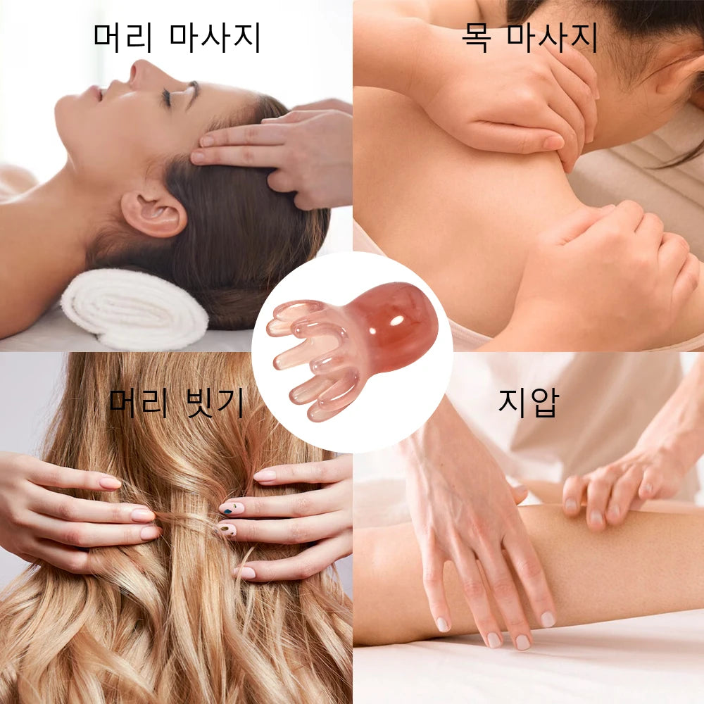 Cute Octopus Scalp Massage Comb (Resin)｜Korean Hair Care, Stress Relief, Anti-Hair Loss, Portable Head Massager for Home & Trave dylinoshop