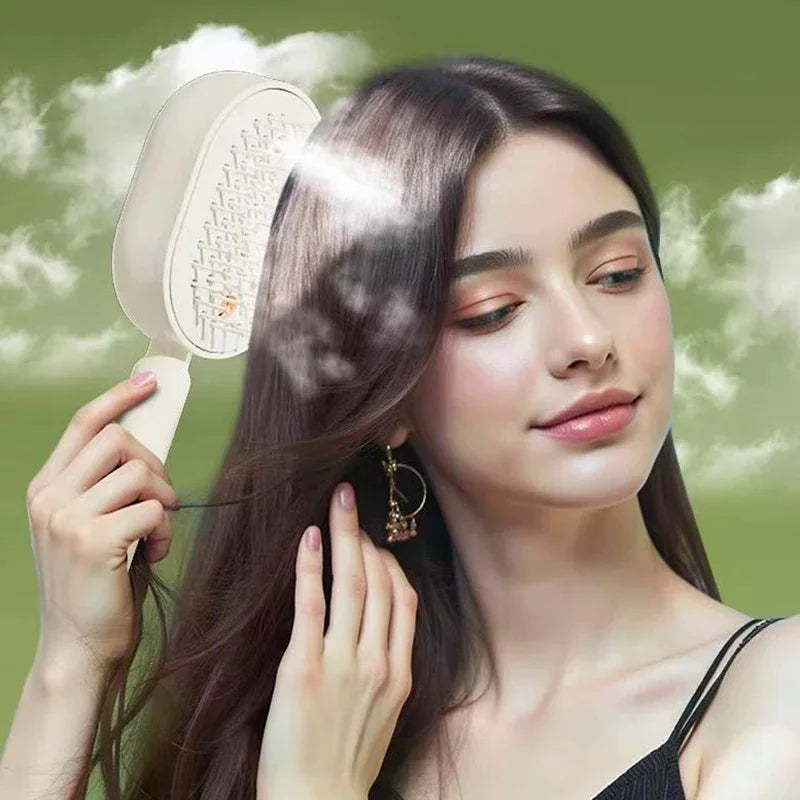 Electric Spray Air Cushions Massage Comb 3 in 1 Self Cleaning Steam Essential Oil Brush Rechargeable Spray Scalp Massager Combs dylinoshop