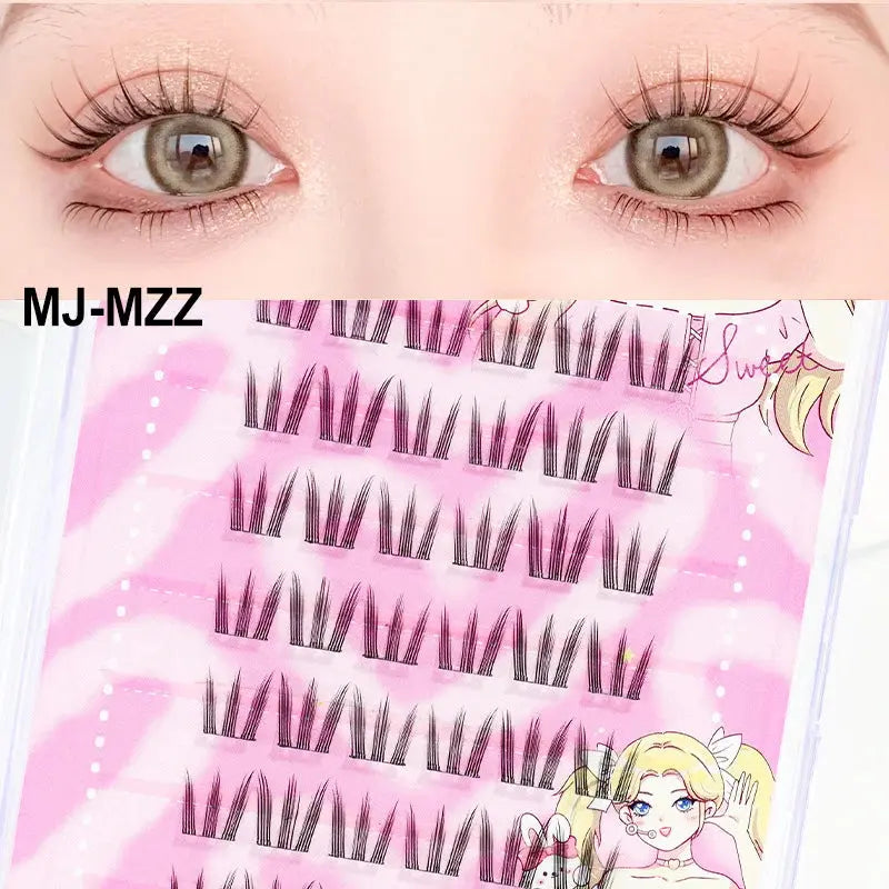 Self-Adhesive Cluster Lashes Soft Idol Style Reusable No-Glue Individual Clusters Natural Volume Korean Makeup False Eyelashes dylinoshop