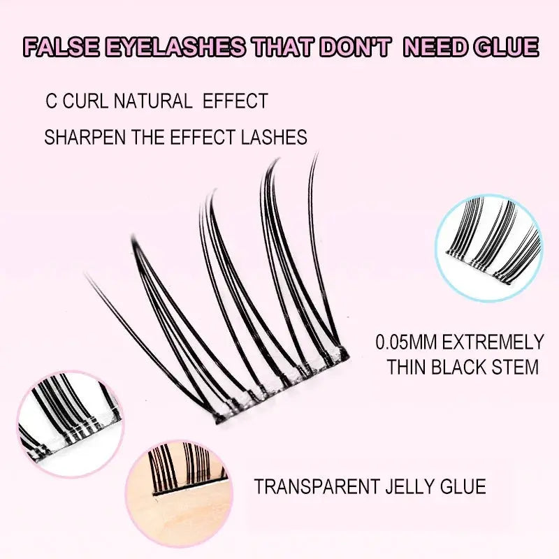 Self-Adhesive Cluster Lashes Soft Idol Style Reusable No-Glue Individual Clusters Natural Volume Korean Makeup False Eyelashes dylinoshop