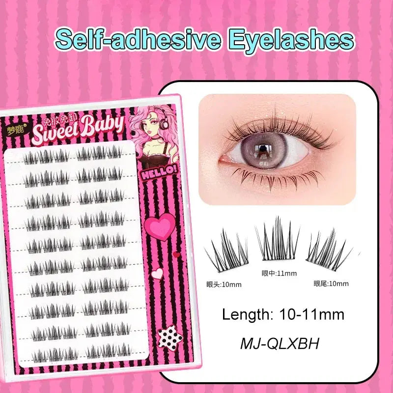 Self-Adhesive Cluster Lashes Soft Idol Style Reusable No-Glue Individual Clusters Natural Volume Korean Makeup False Eyelashes dylinoshop