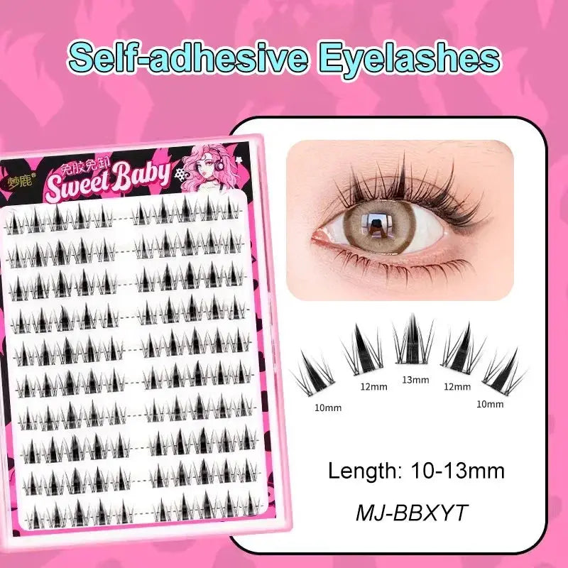 Self-Adhesive Cluster Lashes Soft Idol Style Reusable No-Glue Individual Clusters Natural Volume Korean Makeup False Eyelashes dylinoshop