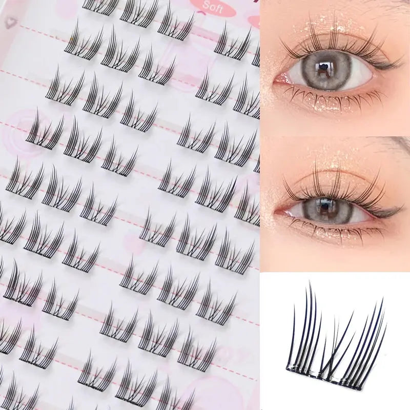 Self-Adhesive Cluster Lashes Soft Idol Style Reusable No-Glue Individual Clusters Natural Volume Korean Makeup False Eyelashes dylinoshop