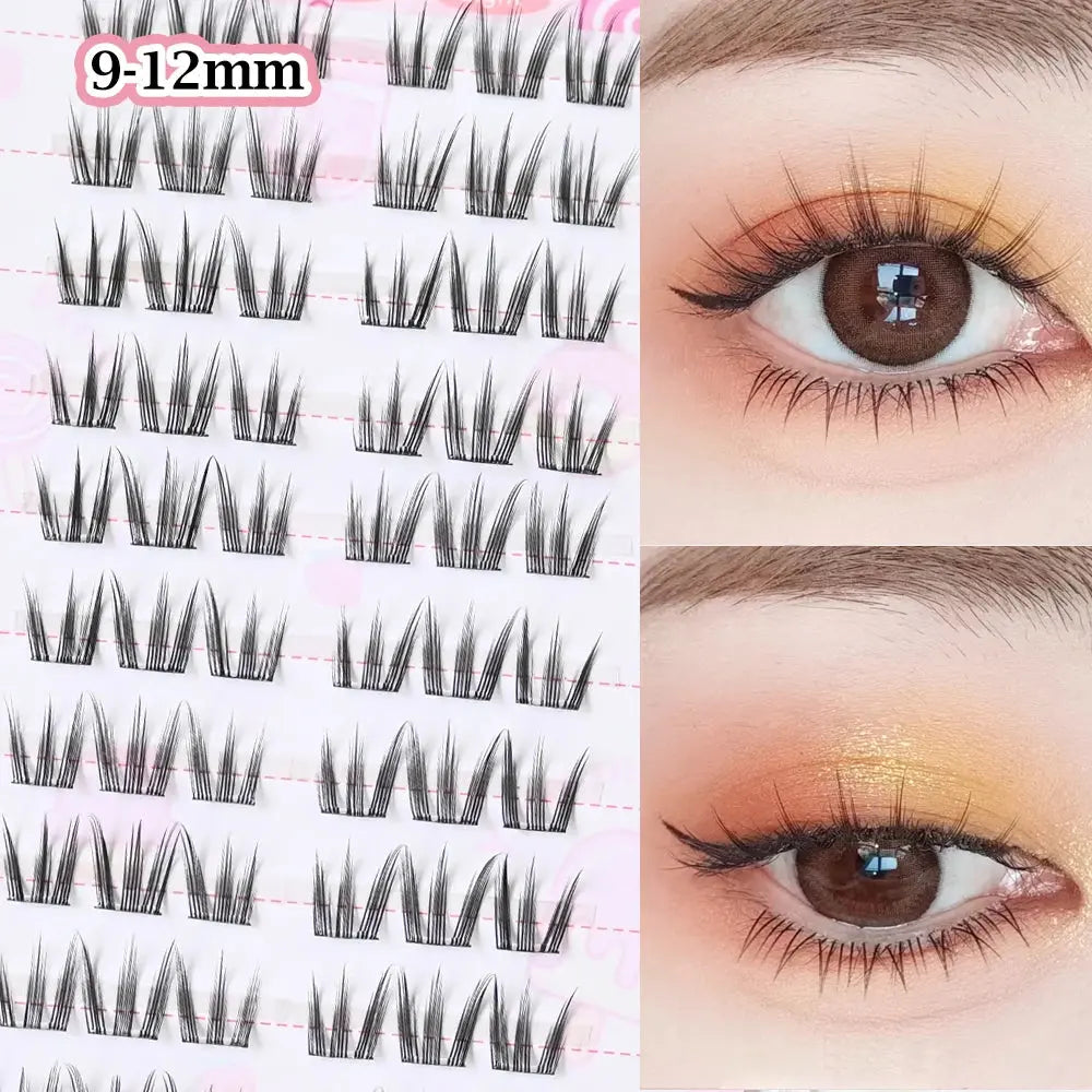 Self-Adhesive Cluster Lashes Soft Idol Style Reusable No-Glue Individual Clusters Natural Volume Korean Makeup False Eyelashes dylinoshop