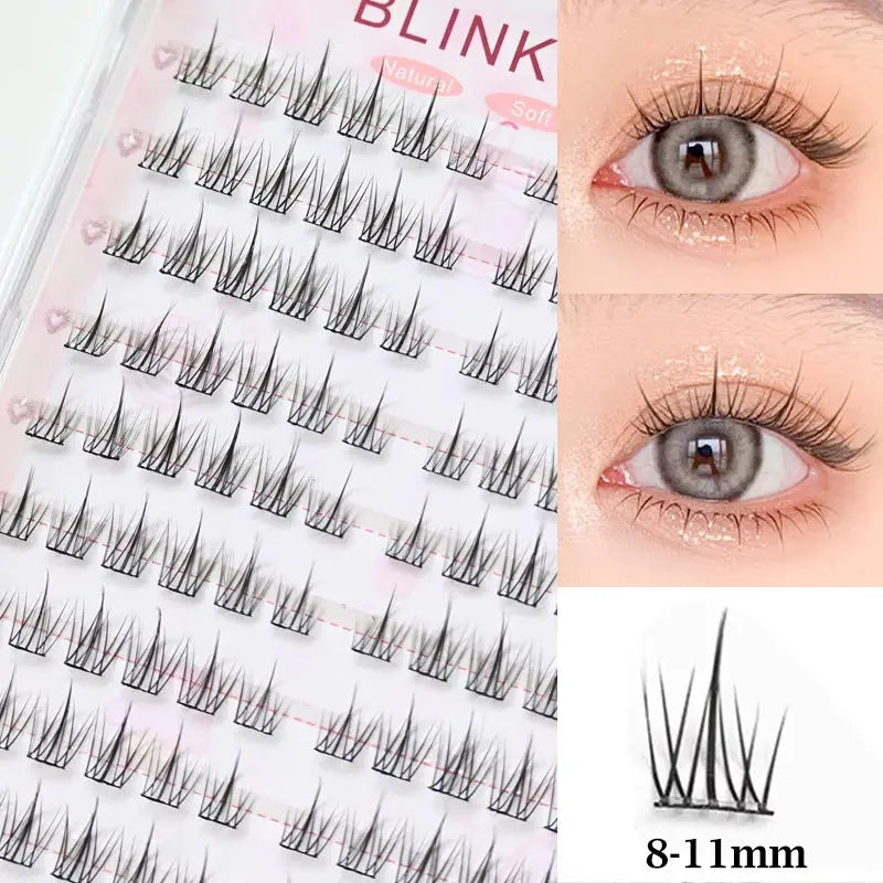 Self-Adhesive Cluster Lashes Soft Idol Style Reusable No-Glue Individual Clusters Natural Volume Korean Makeup False Eyelashes dylinoshop