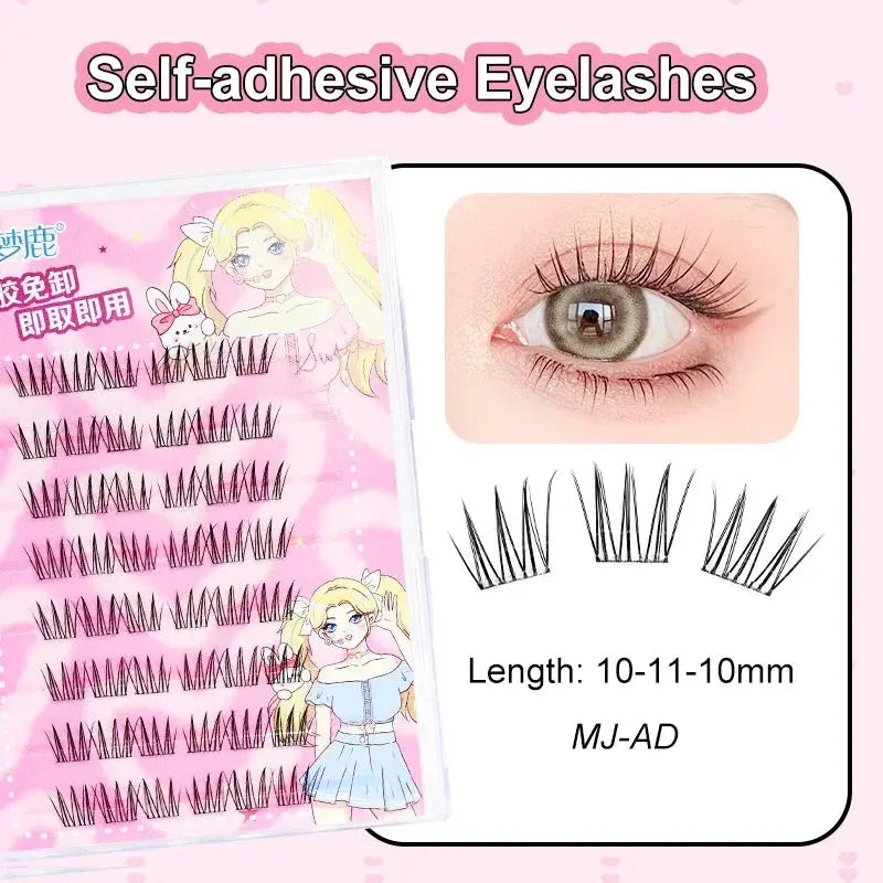 Self-Adhesive Cluster Lashes Soft Idol Style Reusable No-Glue Individual Clusters Natural Volume Korean Makeup False Eyelashes dylinoshop