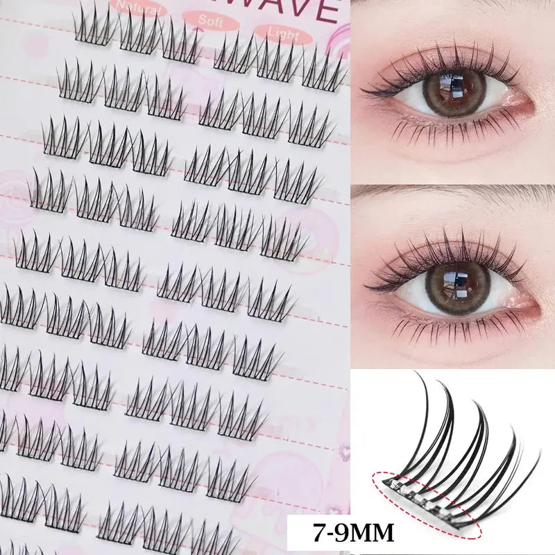 Self-Adhesive Cluster Lashes Soft Idol Style Reusable No-Glue Individual Clusters Natural Volume Korean Makeup False Eyelashes dylinoshop