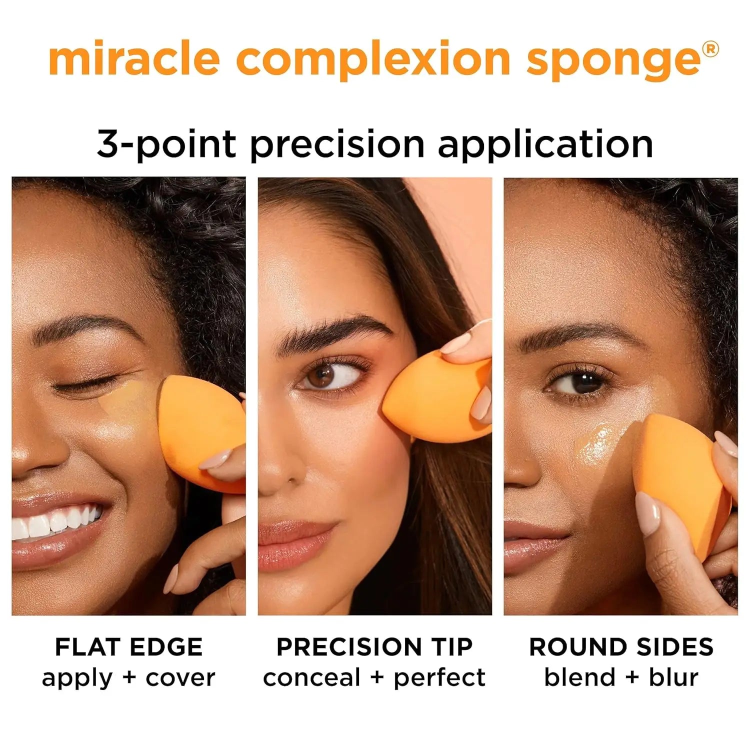 Real Techniques Skin Sponge, Makeup Blender, Liquid Base & Cream, Professional Makeup Tool Without Stripes, 4 Free Units
