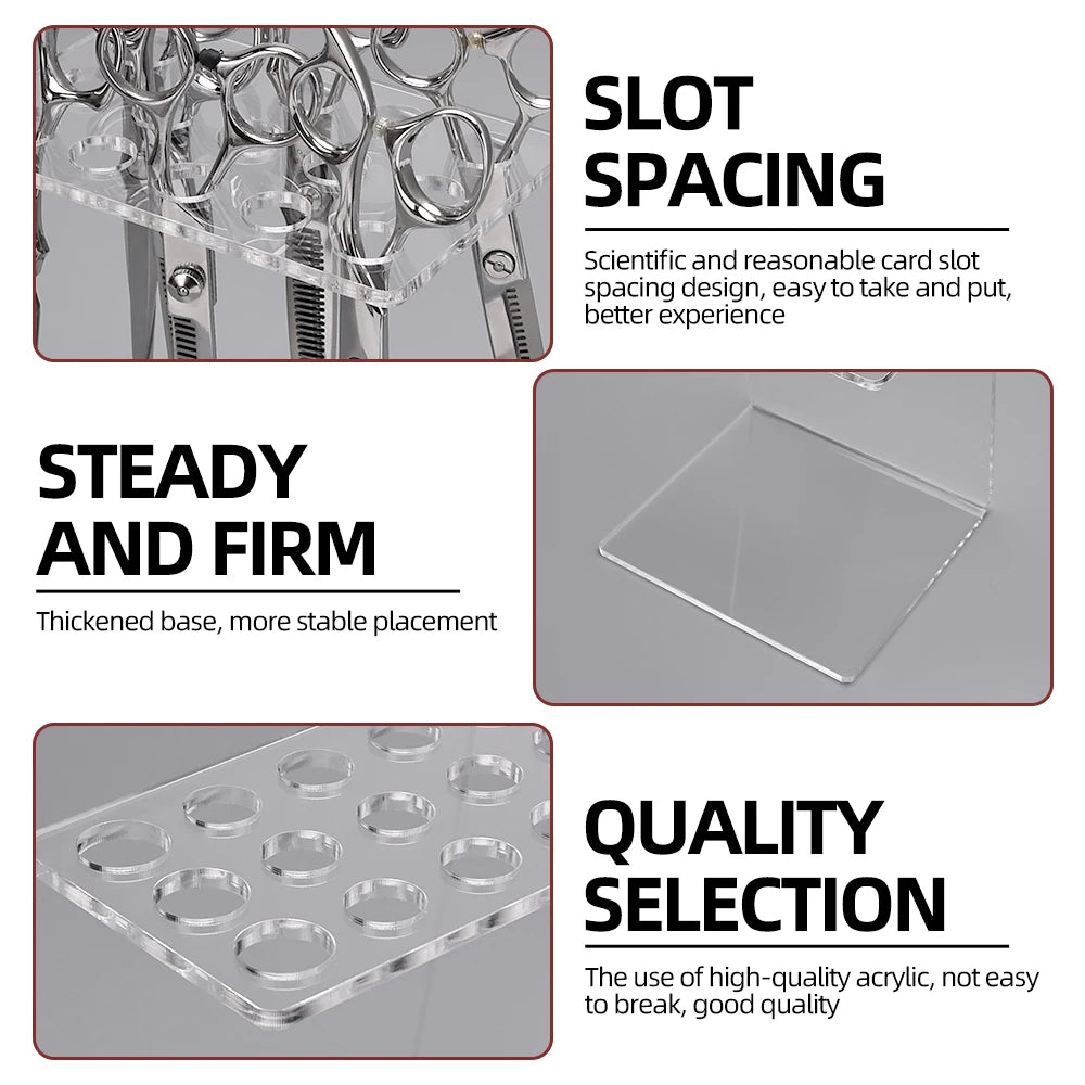 5/6/15 Grids Scissors Shears Display Holder Acrylic Racks Storage Stand Makeup Brush Organizer Barber Hairdressing Supplie Tools