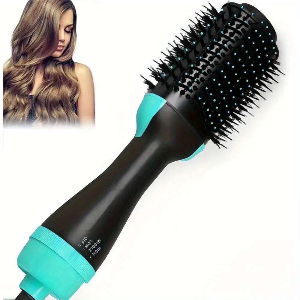 4-in-1 Hot Air Styling Brush with Rotating Ceramic Barrel - Dries, Curls, Straightens & Volumizes
