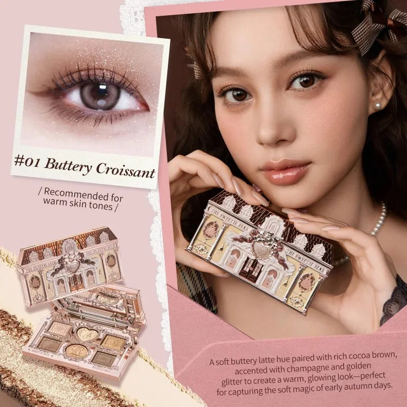 Flower Knows SWEETIE BEAR Highly Pigmented Eye Makeup Palette Eye Shadows Long Lasting Matte Shimmer Finish Cosmetics Gift Kit