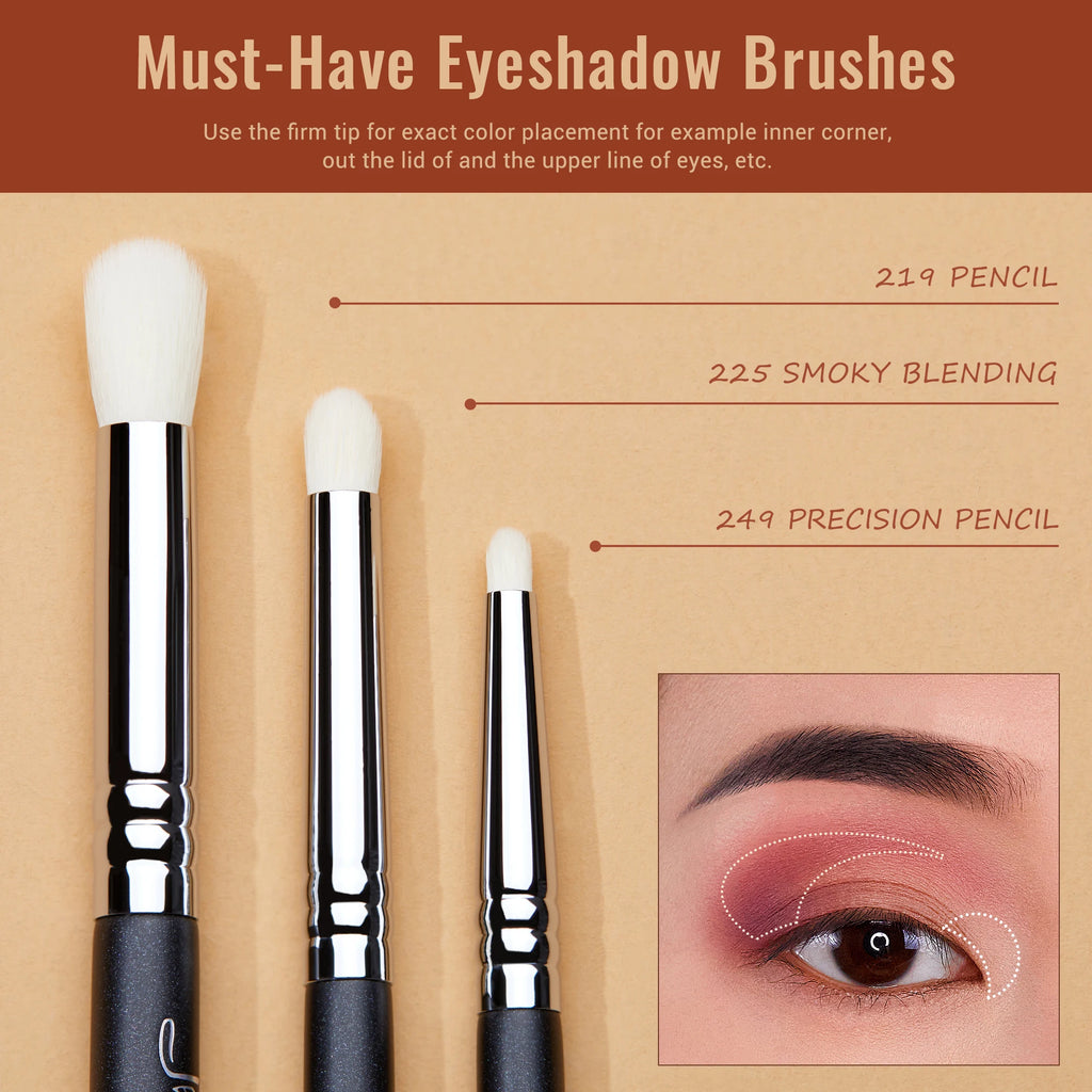 Jessup Eyes Brushes Set, Eyeshadow Makeup Brush, Premium Synthetic Blending Shader Crease T340