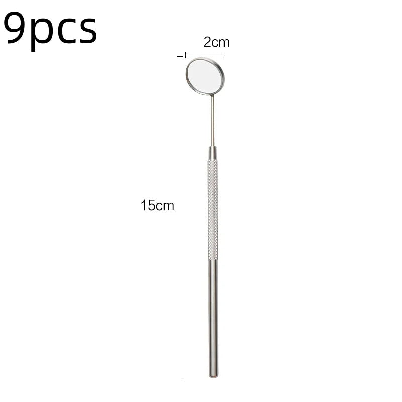 5/9/10pcs Stainless Steel Dental Mouth Mirror Anti-Fog Teeth Inspection Oral Tool Handheld Eyelash Extension Examine Mirrors