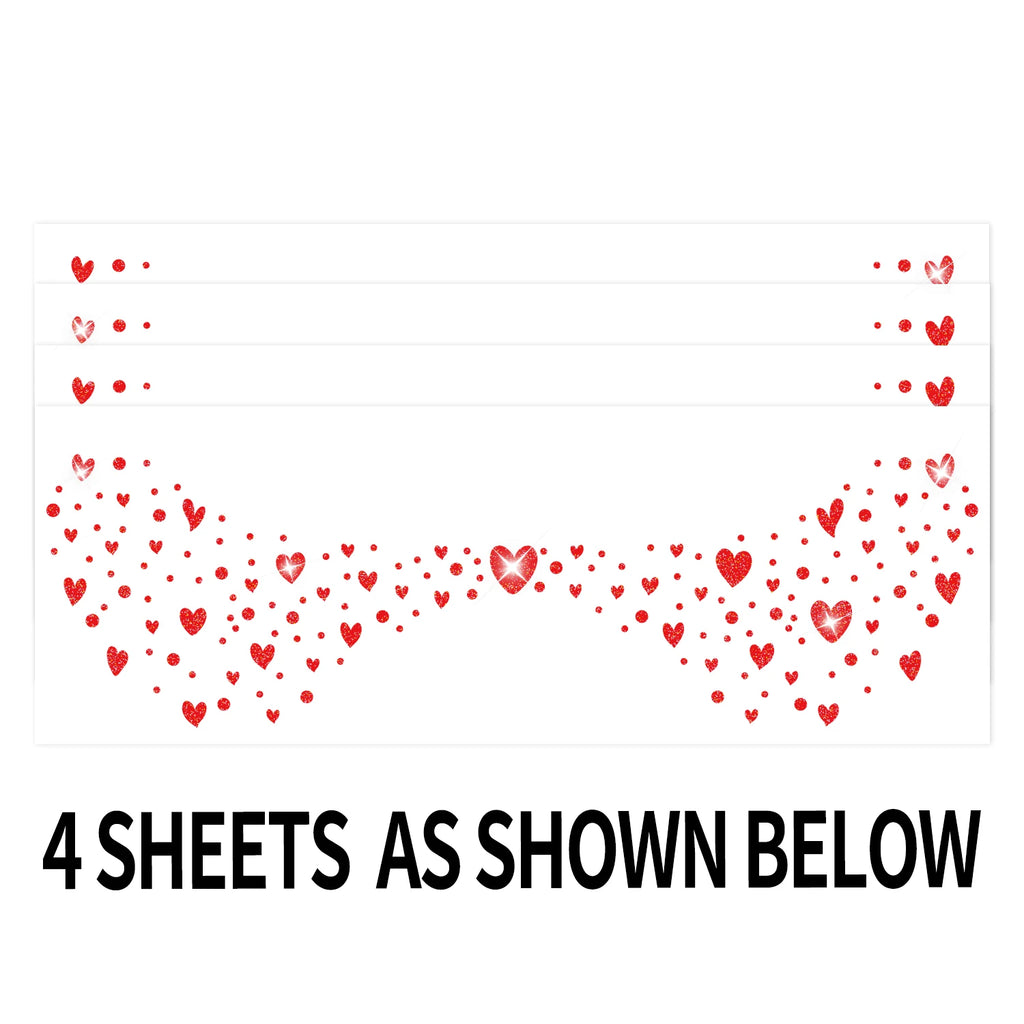 4 Sheets Glitter Heart Spots Face Stickers, Waterproof and Easy to Remove, Spots Position Makeup Stickers, Red Heart Tattoo Desi