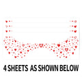 4 Sheets Glitter Heart Spots Face Stickers, Waterproof and Easy to Remove, Spots Position Makeup Stickers, Red Heart Tattoo Desi